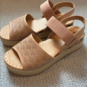 Bottero Espadrille Wedge Sandals from Nordstrom, Size 7, Bisque Beige, 2” heel